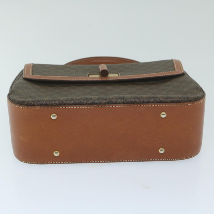 Celine Macadam Canvas Hand Bag PVC Leather Brown Auth ep2930