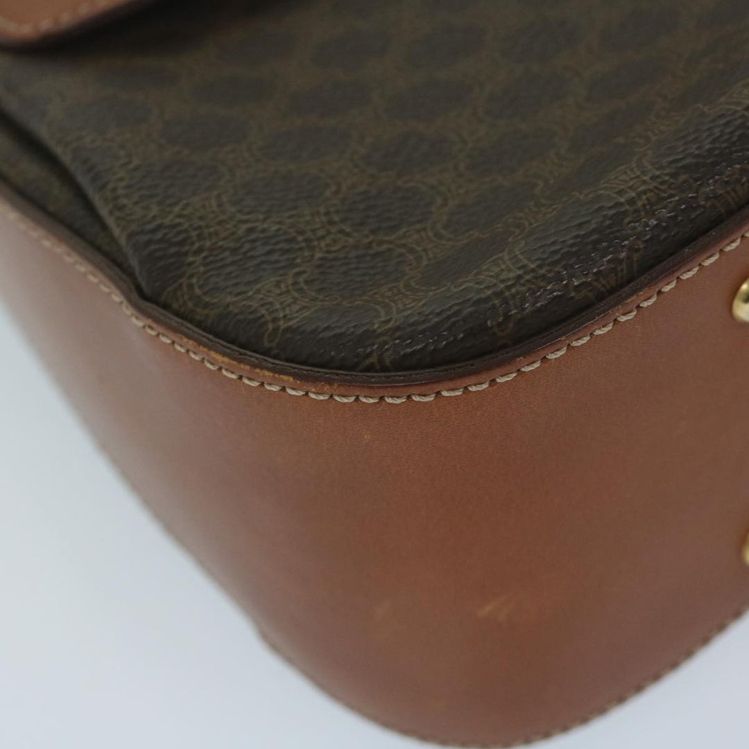 Celine Macadam Canvas Hand Bag PVC Leather Brown Auth ep2930