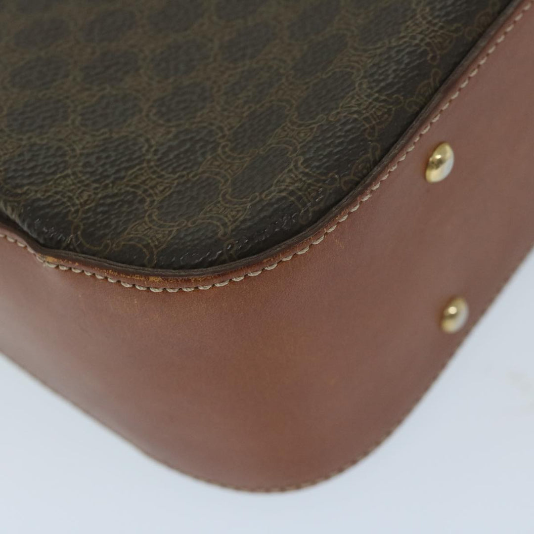 Celine Macadam Canvas Hand Bag PVC Leather Brown Auth ep2930