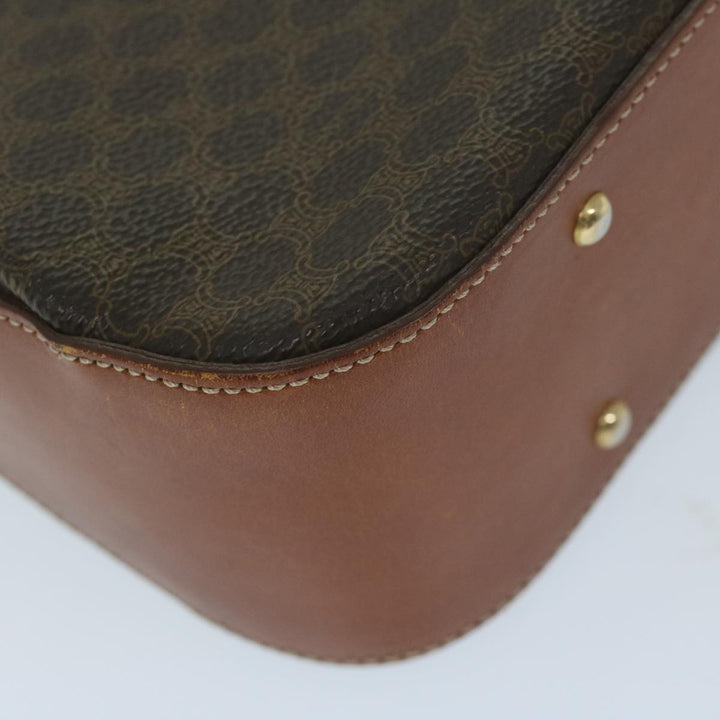 Celine Macadam Canvas Hand Bag PVC Leather Brown Auth ep2930