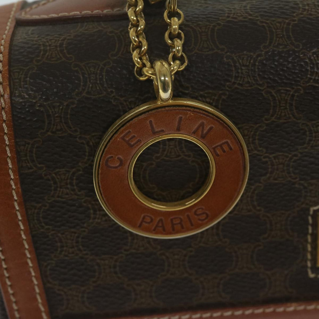 Celine Macadam Canvas Hand Bag PVC Leather Brown Auth ep2930