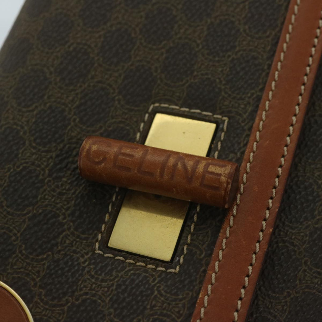 Celine Macadam Canvas Hand Bag PVC Leather Brown Auth ep2930