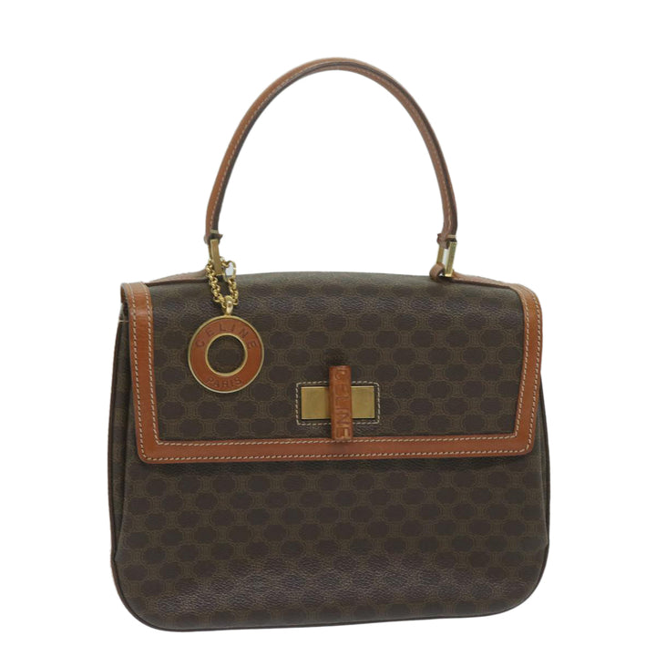 Celine Macadam Canvas Hand Bag PVC Leather Brown Auth ep2930