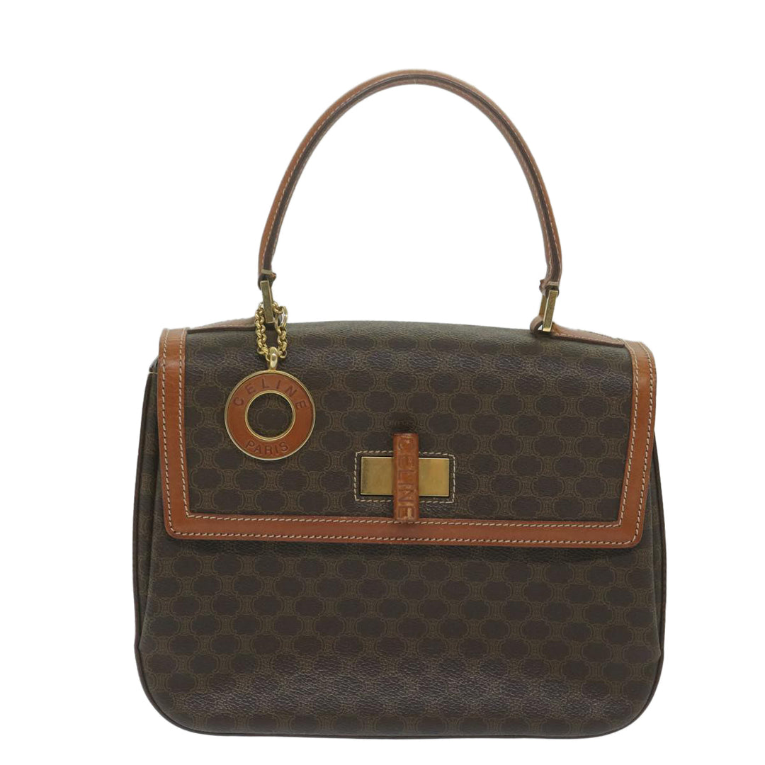 Celine Macadam Canvas Hand Bag PVC Leather Brown Auth ep2930