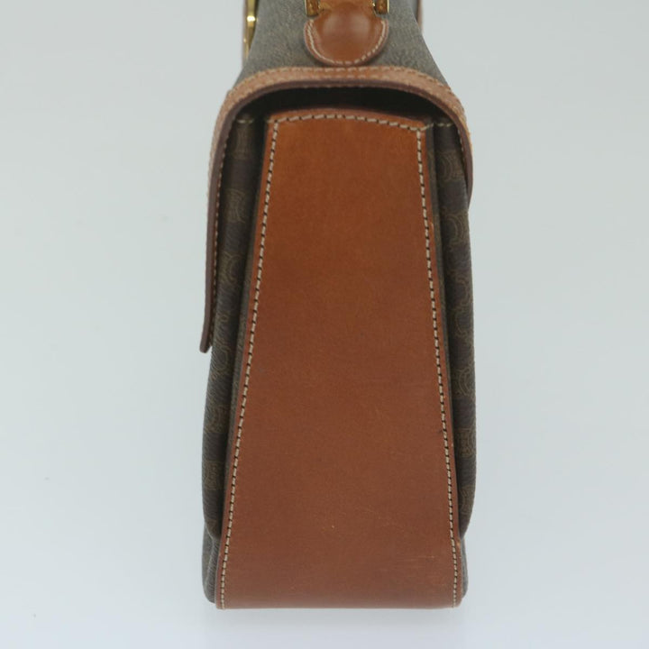 Celine Macadam Canvas Hand Bag PVC Leather Brown Auth ep2930