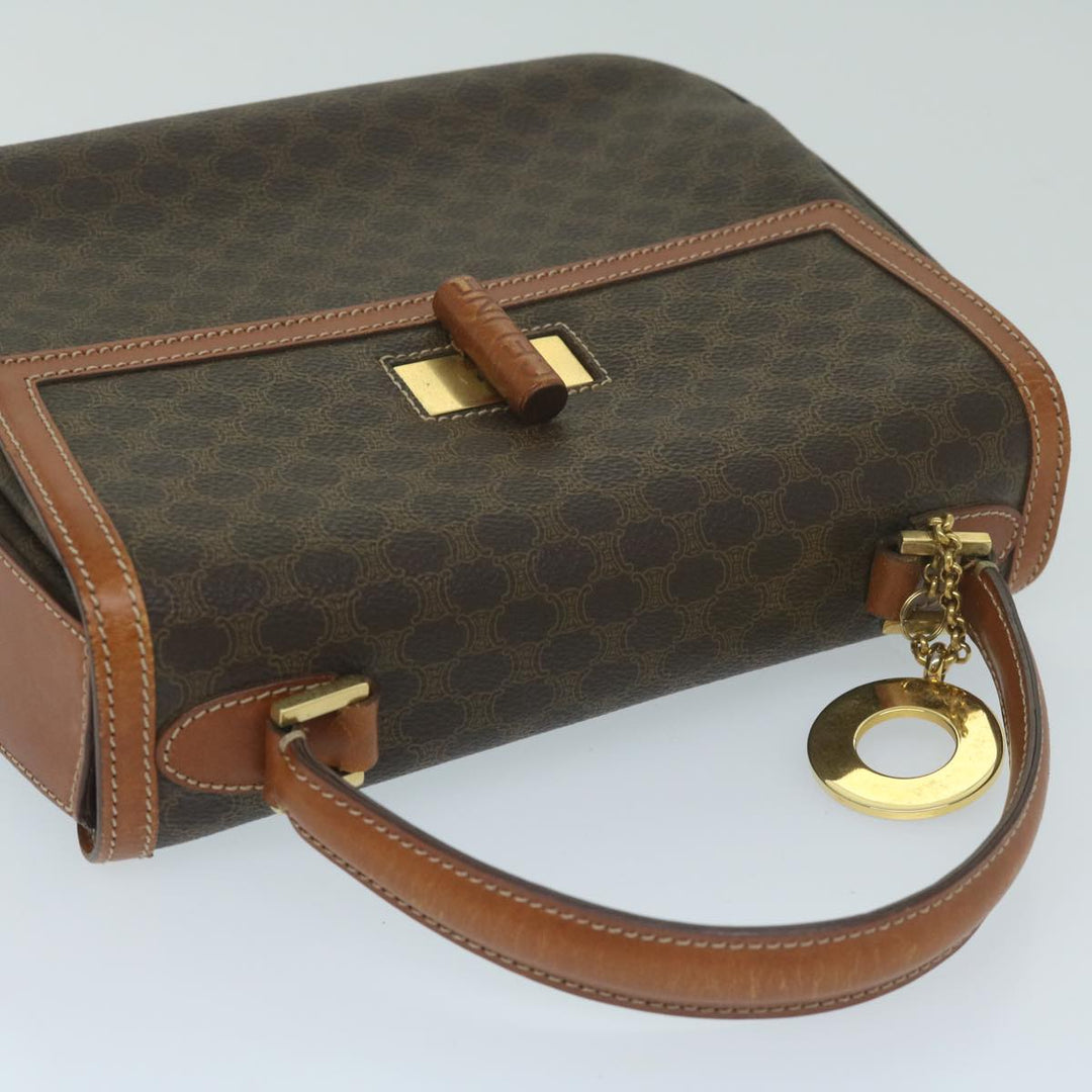 Celine Macadam Canvas Hand Bag PVC Leather Brown Auth ep2930