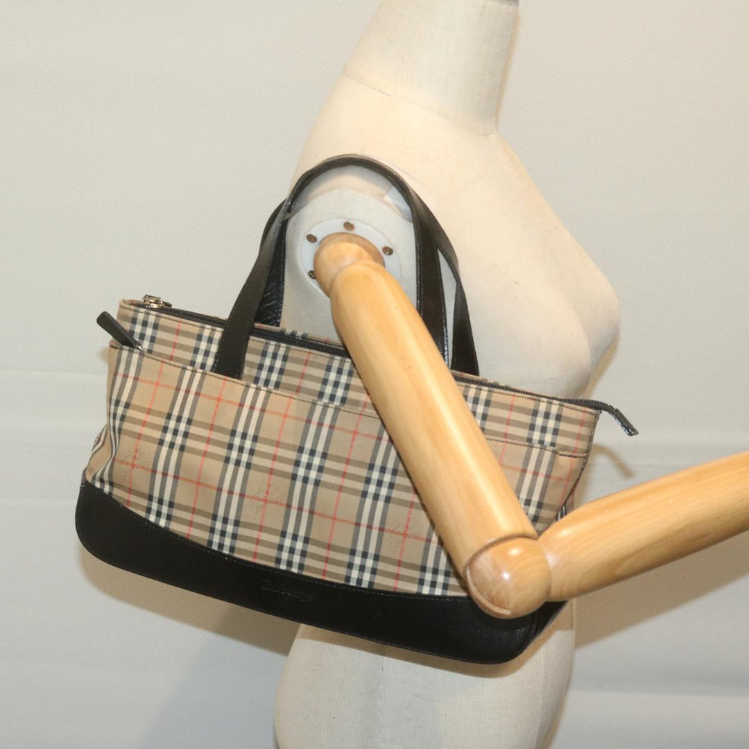 BurberrySs Nova Check Hand Bag Canvas Beige Auth ep3023