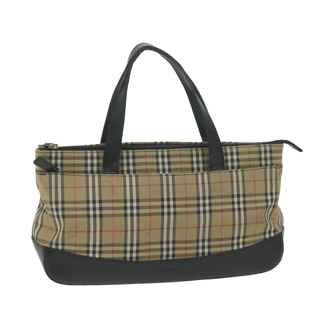 BurberrySs Nova Check Hand Bag Canvas Beige Auth ep3023