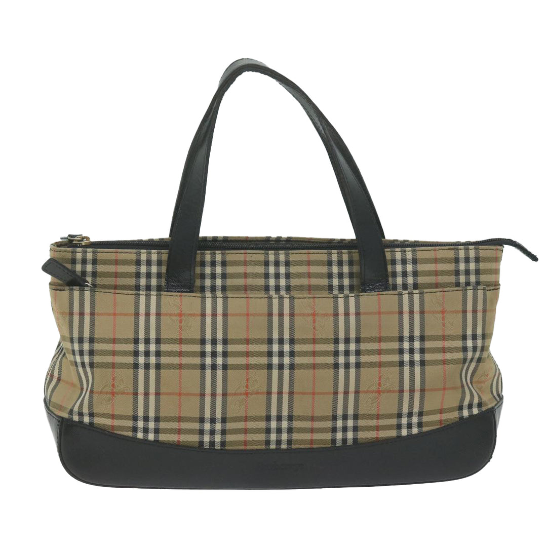 BurberrySs Nova Check Hand Bag Canvas Beige Auth ep3023
