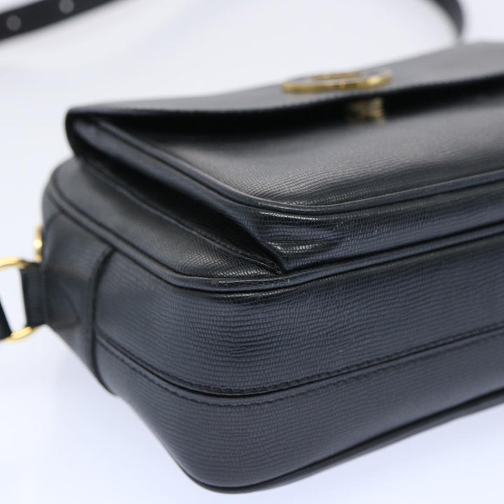 Celine Shoulder Bag Leather Black Auth ep3112