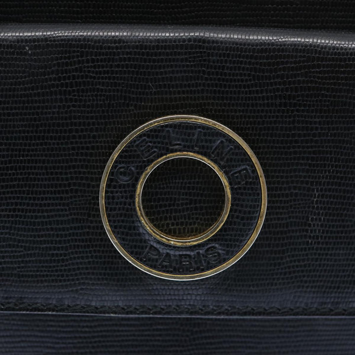 Celine Shoulder Bag Leather Black Auth ep3112