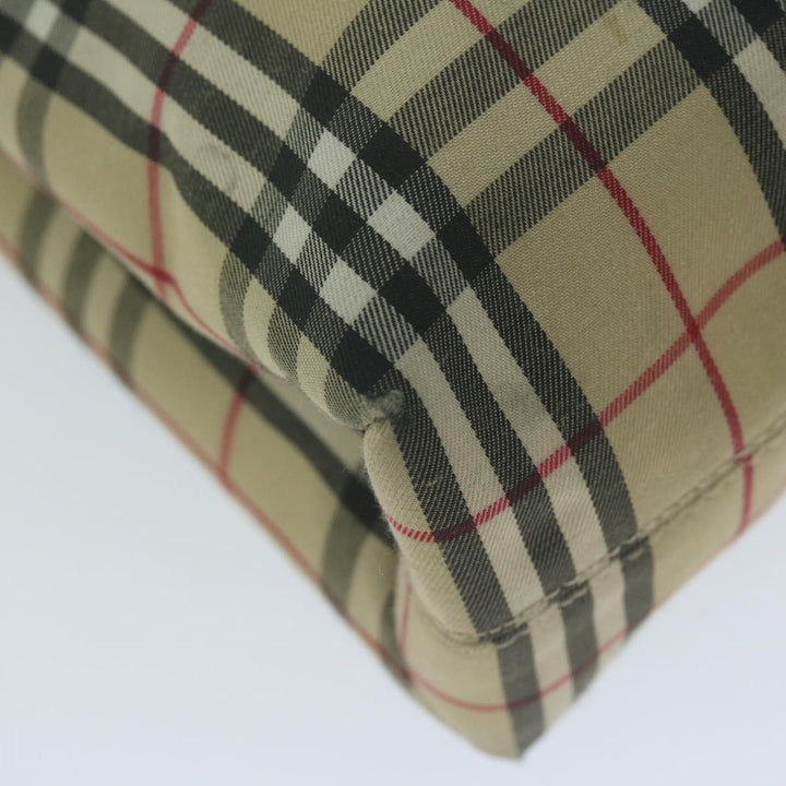 Burberry Nova Check Hand Bag Nylon Canvas Beige Auth ep3149