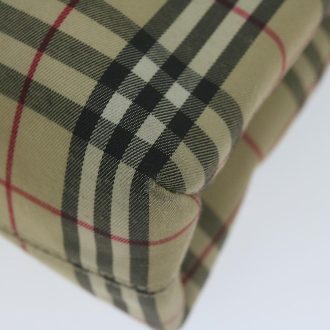 Burberry Nova Check Hand Bag Nylon Canvas Beige Auth ep3149