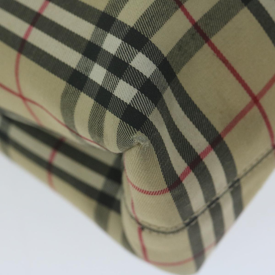 Burberry Nova Check Hand Bag Nylon Canvas Beige Auth ep3149