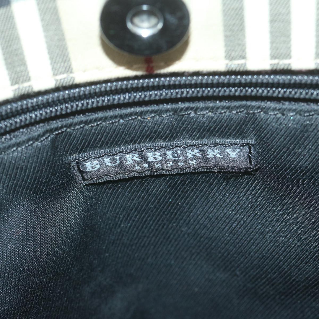 Burberry Nova Check Hand Bag Nylon Canvas Beige Auth ep3149