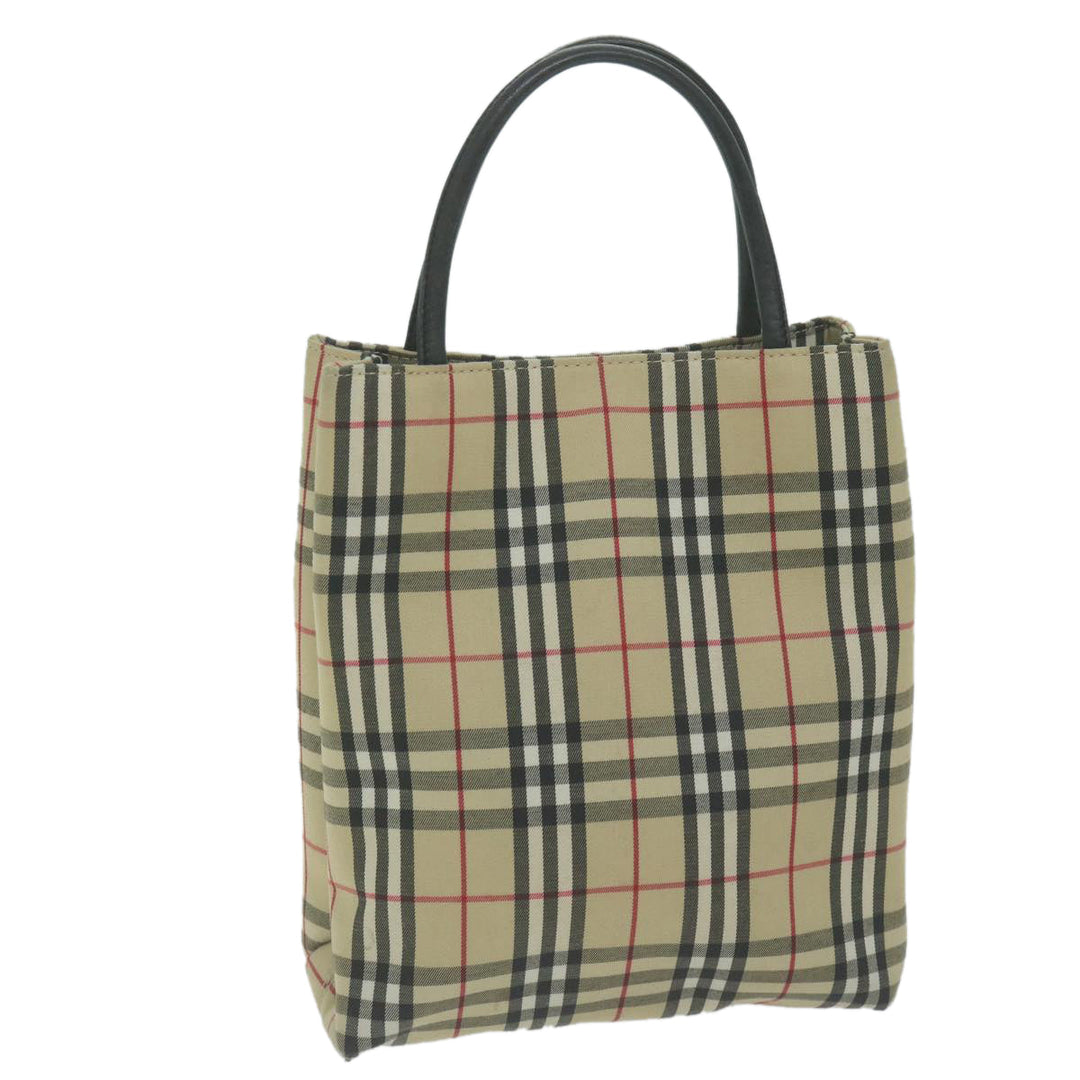 Burberry Nova Check Hand Bag Nylon Canvas Beige Auth ep3149