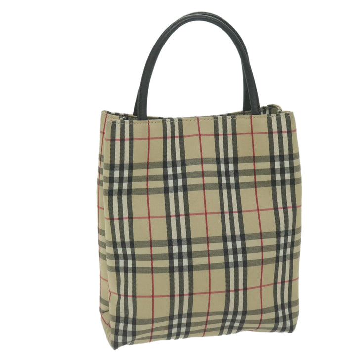 Burberry Nova Check Hand Bag Nylon Canvas Beige Auth ep3149