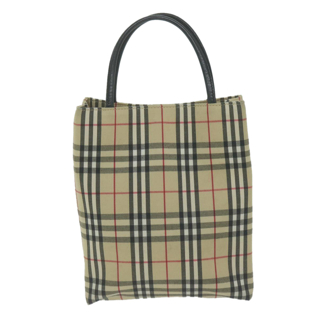 Burberry Nova Check Hand Bag Nylon Canvas Beige Auth ep3149