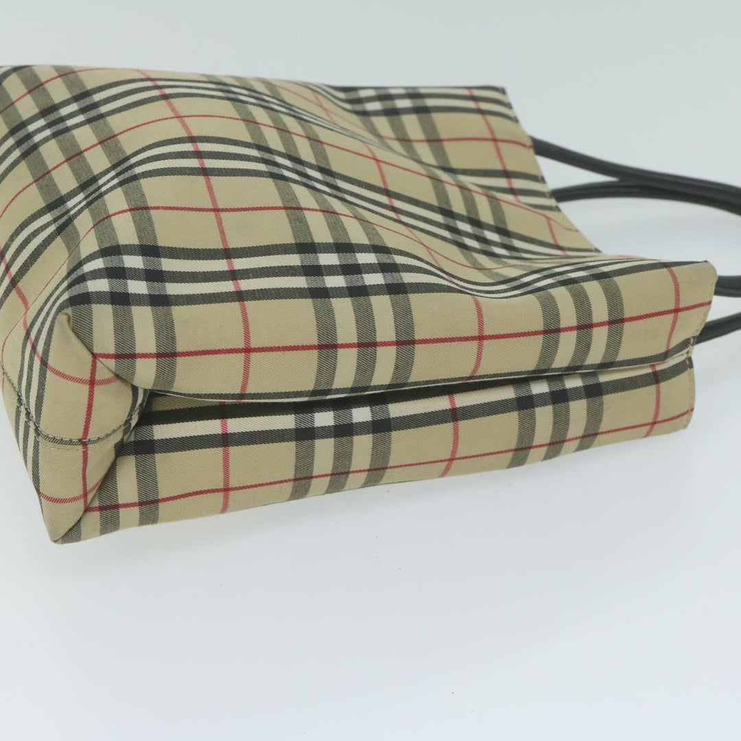 Burberry Nova Check Hand Bag Nylon Canvas Beige Auth ep3149