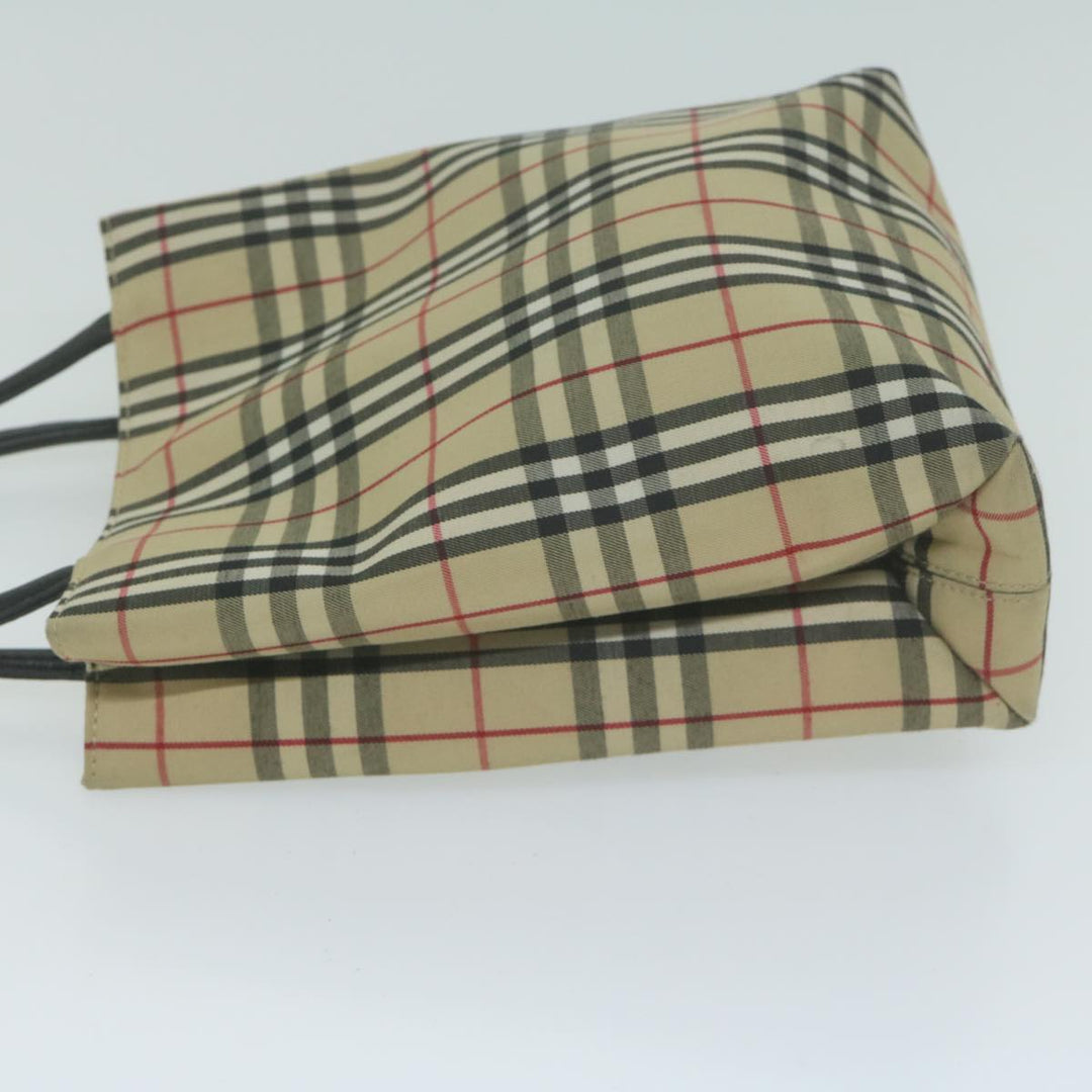 Burberry Nova Check Hand Bag Nylon Canvas Beige Auth ep3149