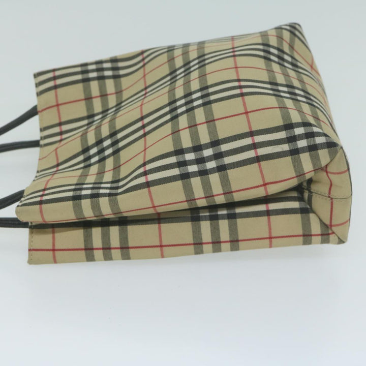 Burberry Nova Check Hand Bag Nylon Canvas Beige Auth ep3149