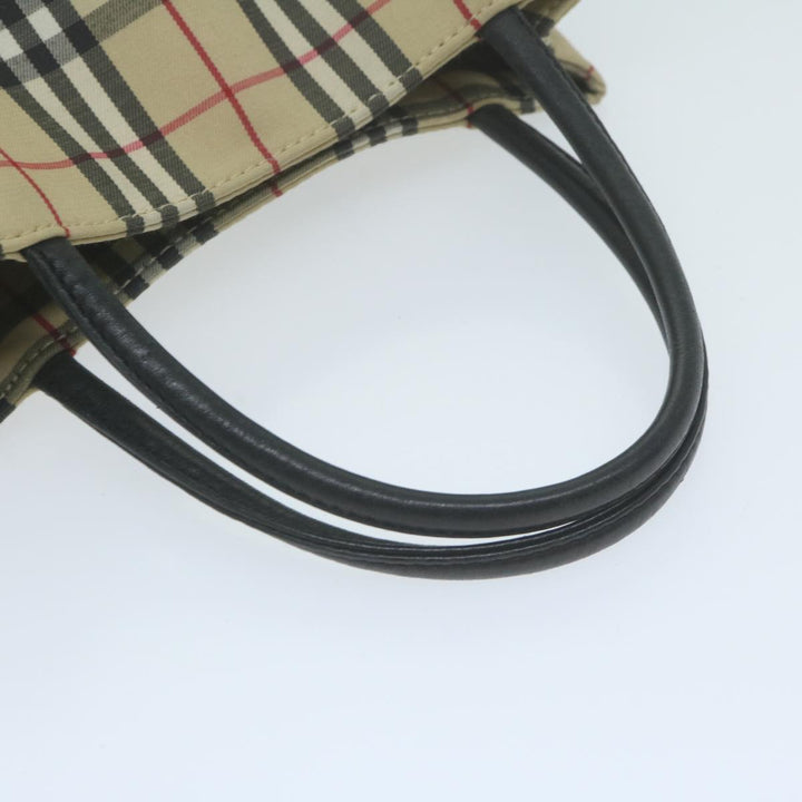 Burberry Nova Check Hand Bag Nylon Canvas Beige Auth ep3149