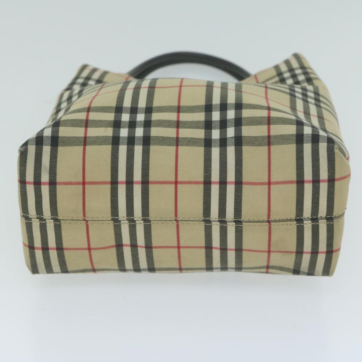 Burberry Nova Check Hand Bag Nylon Canvas Beige Auth ep3149