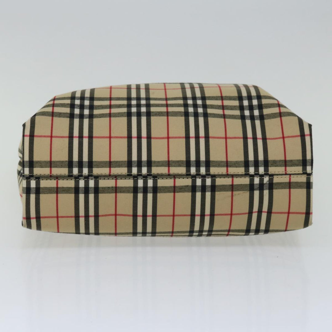 BURBERRY Nova Check Hand Bag Nylon Canvas Beige Auth ep3219