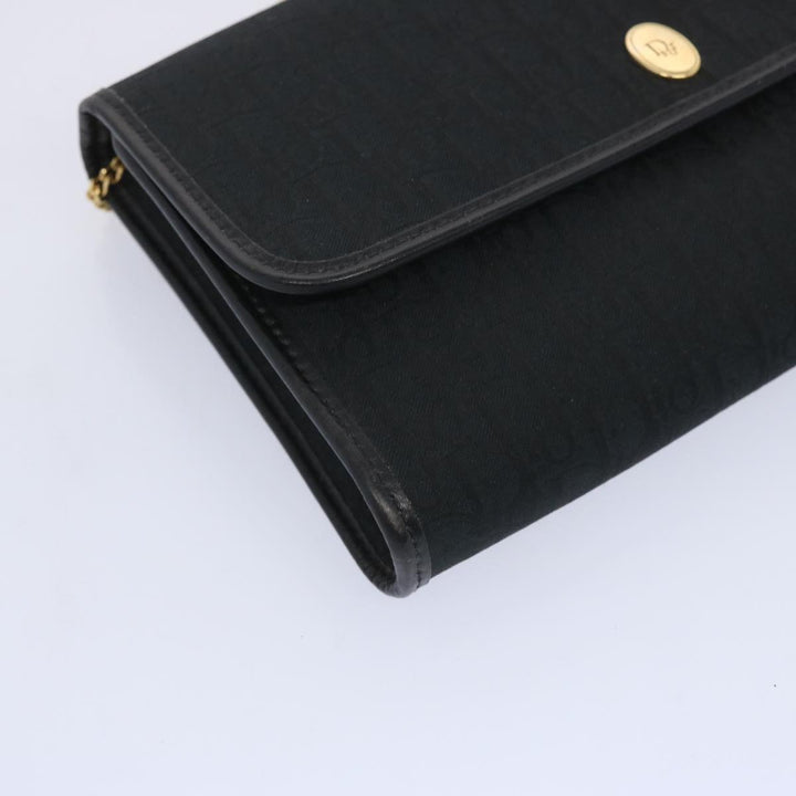 CHRISTIAN Dior Trotter Canvas Chain Shoulder Bag Black Auth ep3240