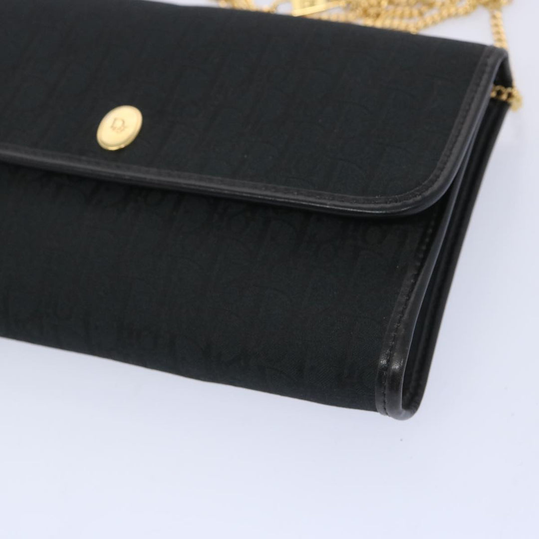CHRISTIAN Dior Trotter Canvas Chain Shoulder Bag Black Auth ep3240