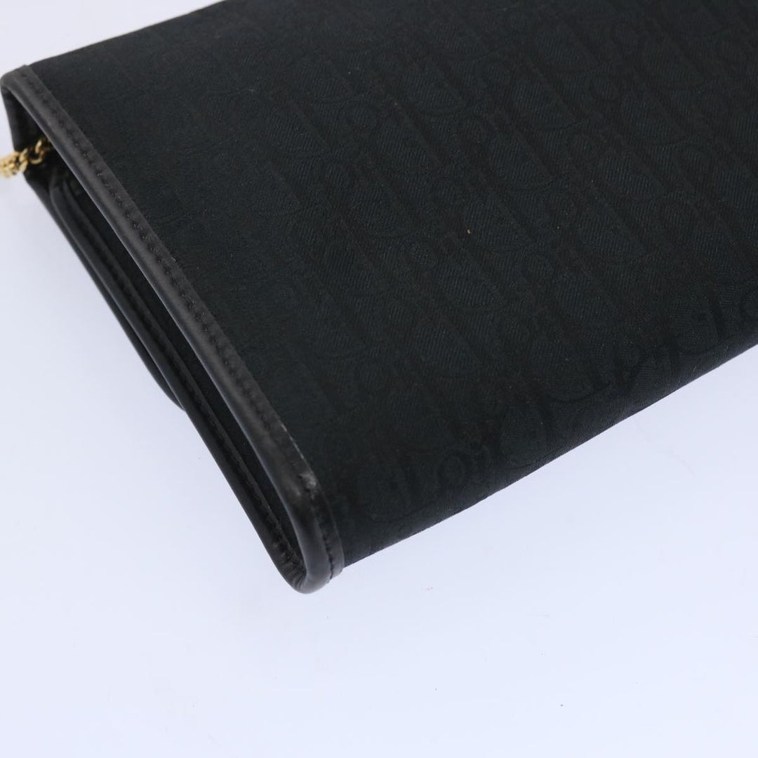 CHRISTIAN Dior Trotter Canvas Chain Shoulder Bag Black Auth ep3240