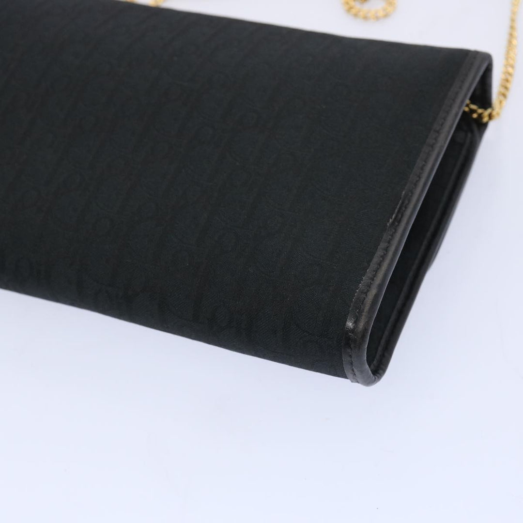 CHRISTIAN Dior Trotter Canvas Chain Shoulder Bag Black Auth ep3240