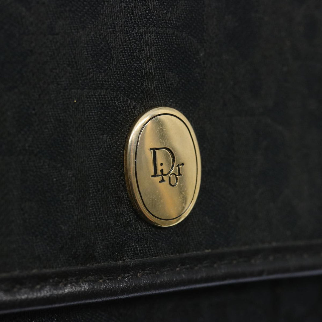 CHRISTIAN Dior Trotter Canvas Chain Shoulder Bag Black Auth ep3240