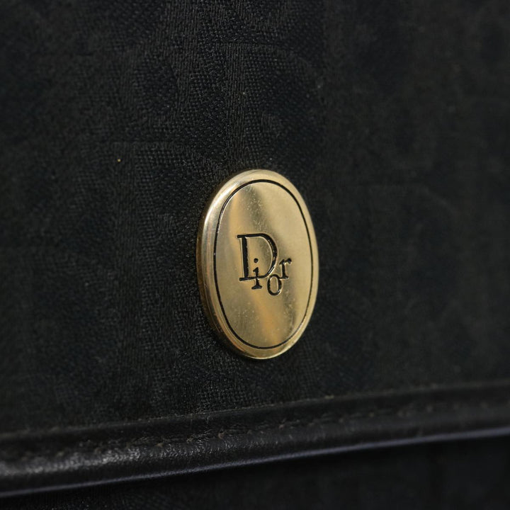 CHRISTIAN Dior Trotter Canvas Chain Shoulder Bag Black Auth ep3240