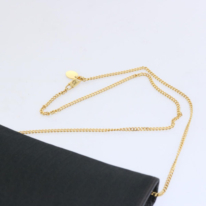CHRISTIAN Dior Trotter Canvas Chain Shoulder Bag Black Auth ep3240