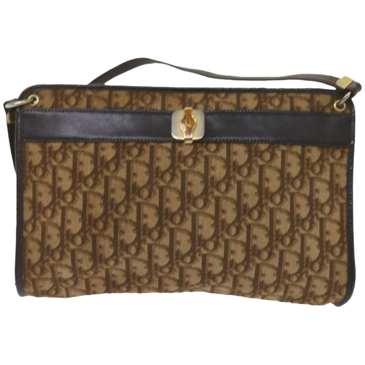 CHRISTIAN Dior Trotter Canvas Shoulder Bag Brown Auth ep3298