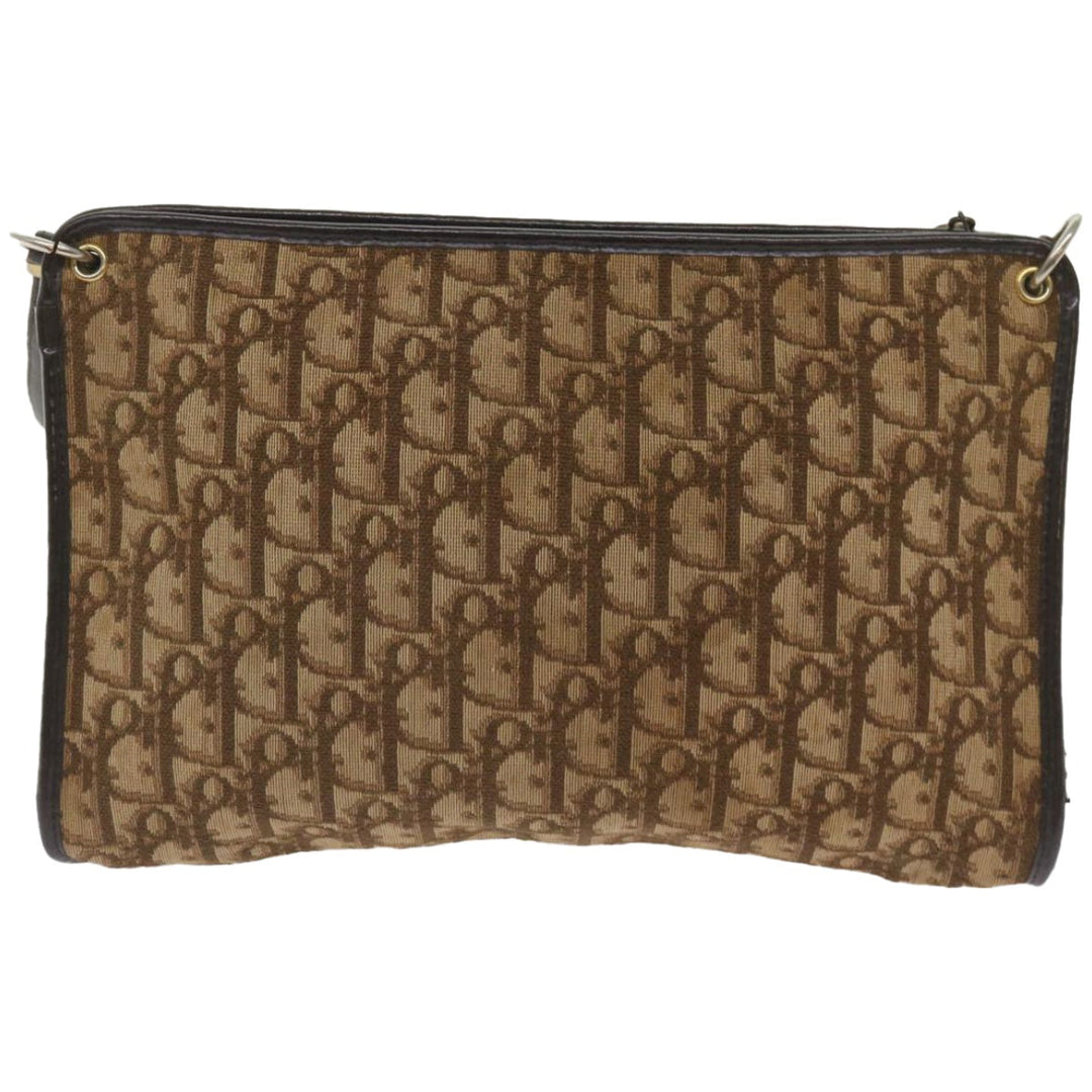 CHRISTIAN Dior Trotter Canvas Shoulder Bag Brown Auth ep3298