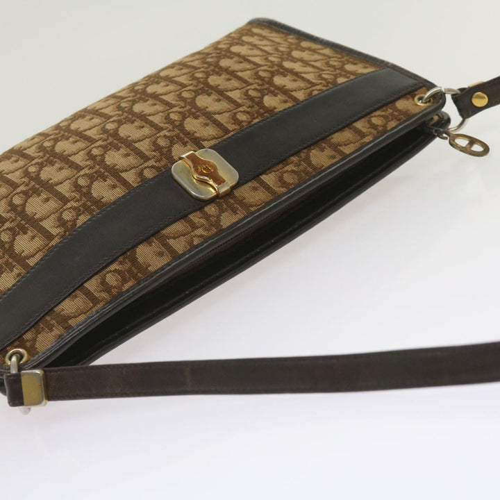 CHRISTIAN Dior Trotter Canvas Shoulder Bag Brown Auth ep3298