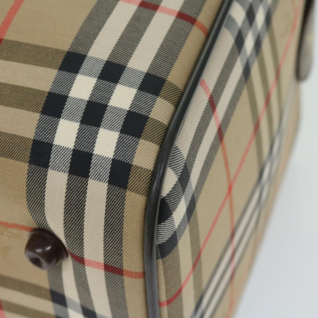BURBERRYSs Nova Check Boston Bag Canvas Beige Auth ep3345