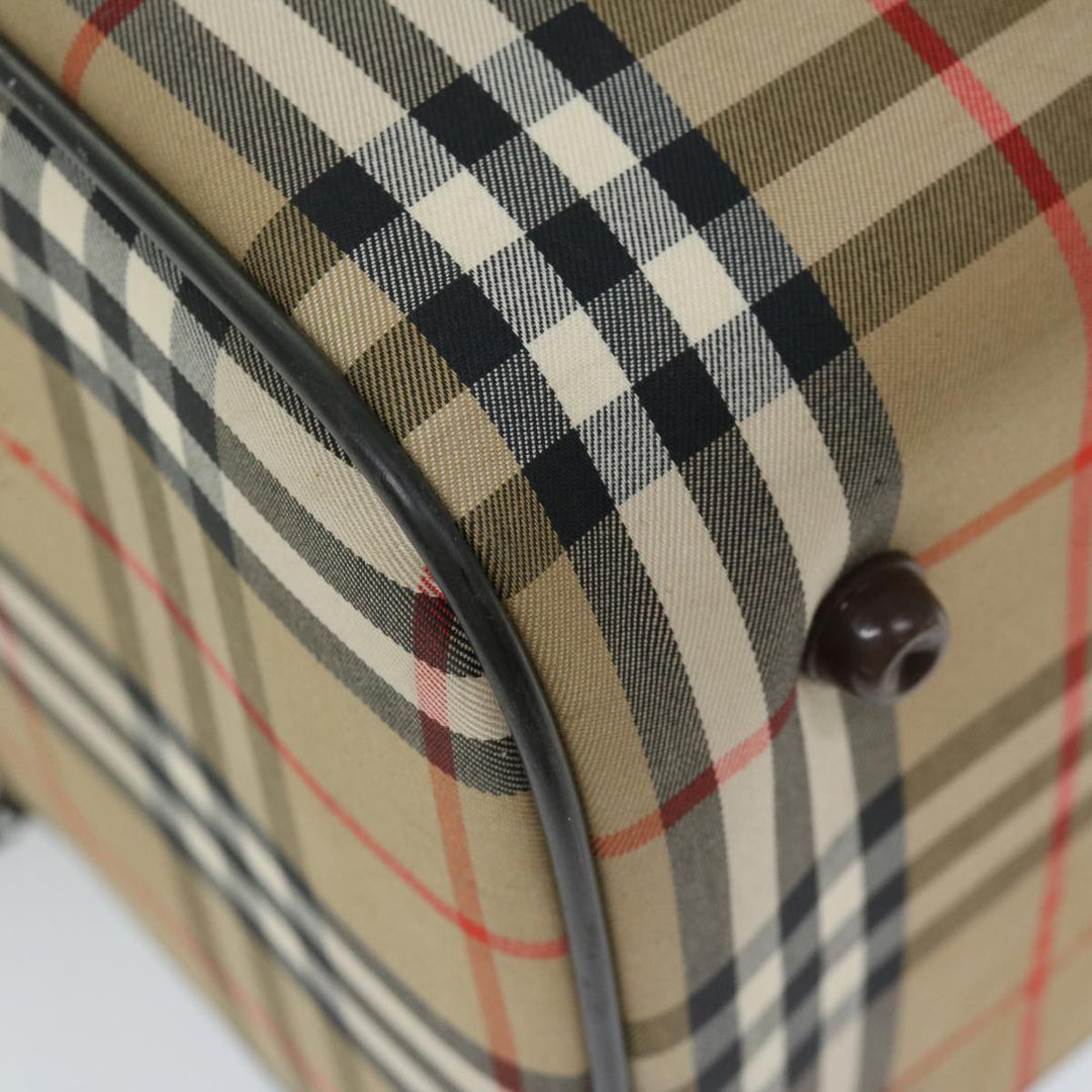 BURBERRYSs Nova Check Boston Bag Canvas Beige Auth ep3345