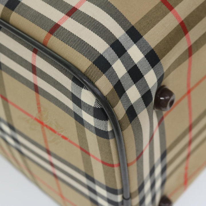 BURBERRYSs Nova Check Boston Bag Canvas Beige Auth ep3345