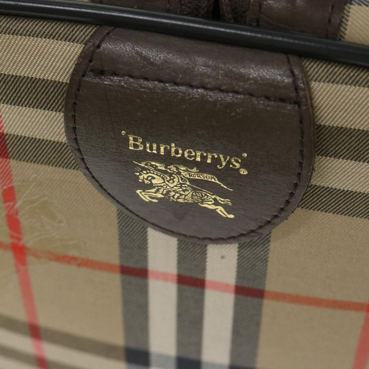 BURBERRYSs Nova Check Boston Bag Canvas Beige Auth ep3345