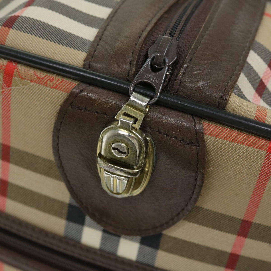 BURBERRYSs Nova Check Boston Bag Canvas Beige Auth ep3345