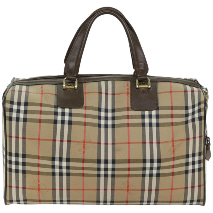 BURBERRYSs Nova Check Boston Bag Canvas Beige Auth ep3345