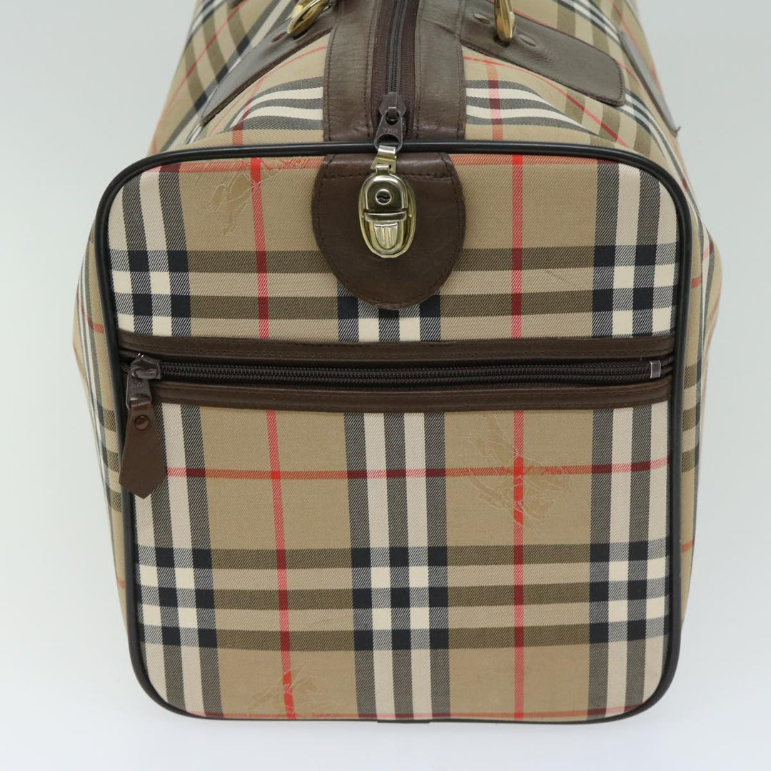 BURBERRYSs Nova Check Boston Bag Canvas Beige Auth ep3345