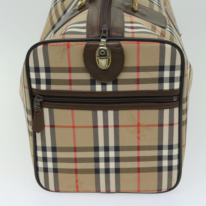 BURBERRYSs Nova Check Boston Bag Canvas Beige Auth ep3345