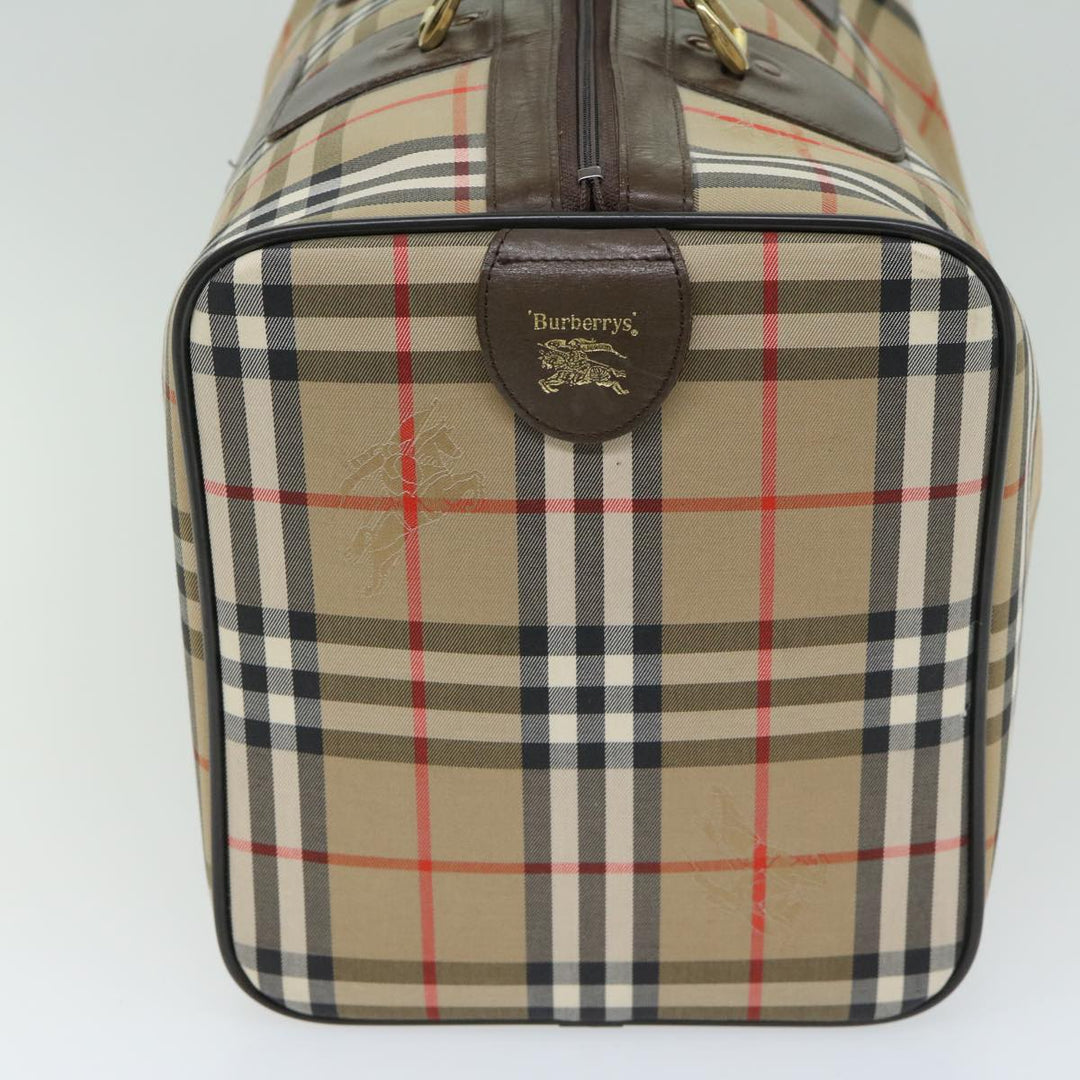 BURBERRYSs Nova Check Boston Bag Canvas Beige Auth ep3345