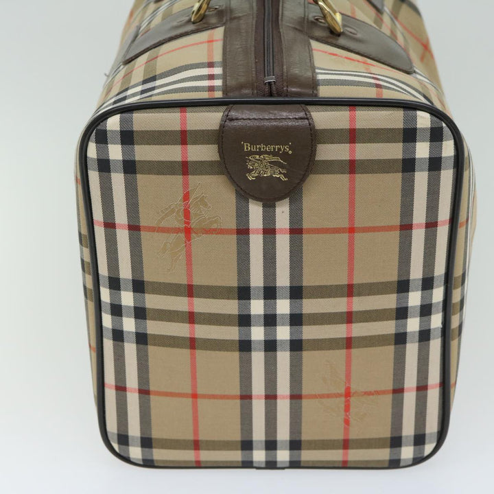 BURBERRYSs Nova Check Boston Bag Canvas Beige Auth ep3345