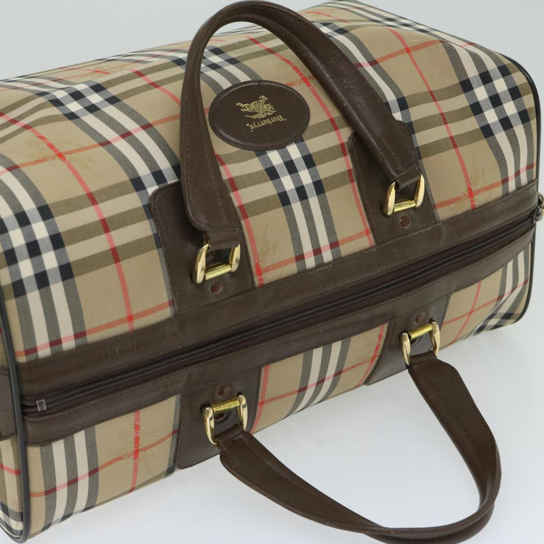 BURBERRYSs Nova Check Boston Bag Canvas Beige Auth ep3345