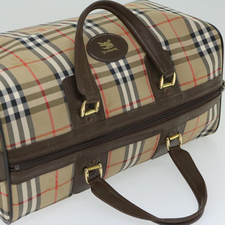 BURBERRYSs Nova Check Boston Bag Canvas Beige Auth ep3345